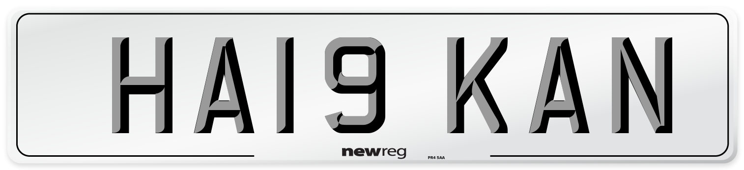 HA19 KAN Number Plate from New Reg